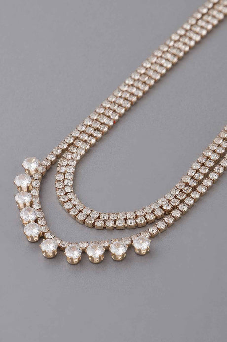 Triple Rhinestone Choker Necklace