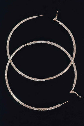 Thin Hoop Earrings With Rhinestone Details.