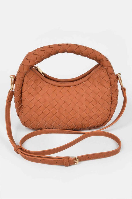 Faux Leather Braided Hobo Clutch