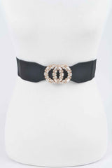 Oo Rhinestone Buckle Plus Size Elastic Belt