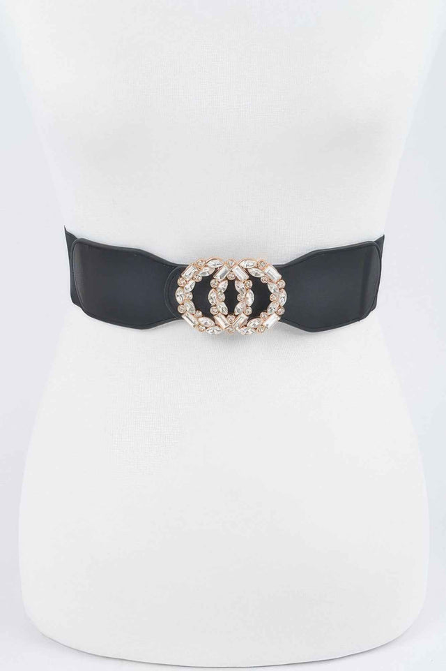 Oo Rhinestone Buckle Plus Size Elastic Belt