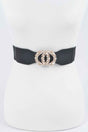 Oo Rhinestone Buckle Plus Size Elastic Belt