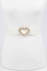 Heart Rhinestone Buckle Elastic Belt