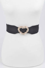 Heart Rhinestone Buckle Elastic Belt