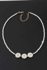 Beaded Flower Trio Necklace