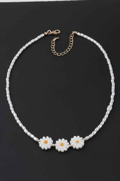 Beaded Flower Trio Necklace