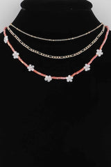 Multi Flower Charms Necklace