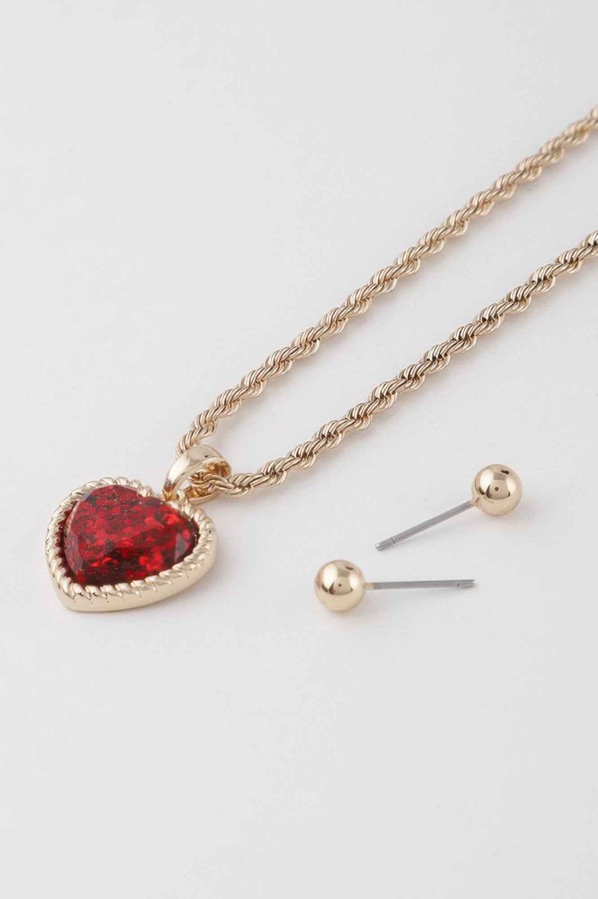 Glittered Heart Chain Necklace