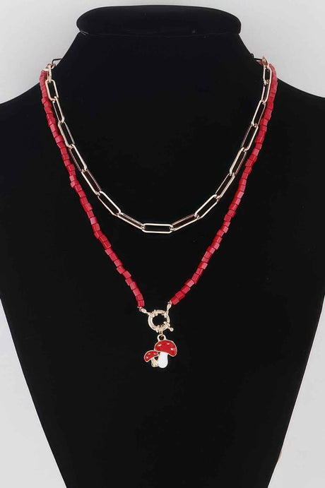 Beaded Mushroom Chain Necklace
