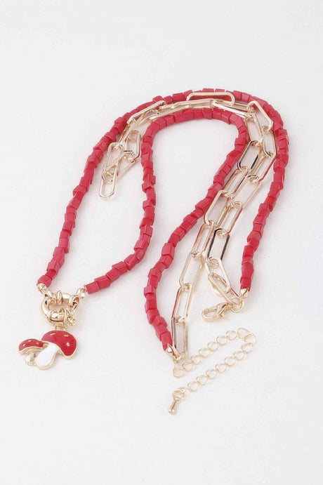 Beaded Mushroom Chain Necklace
