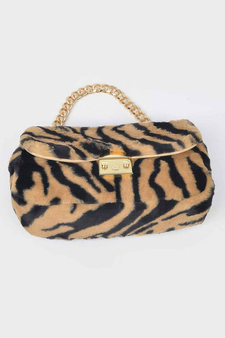 Faux Zebra Fur Shoulder Bag