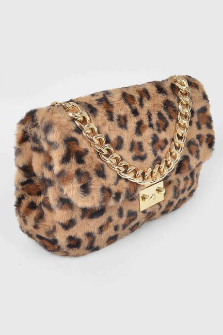 Faux Leo Fur Shoulder Bag