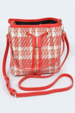 Tweed Plaid Bucket Bag