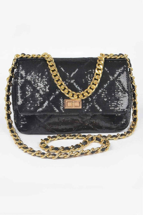 Quilted Sequins Chain Shoulder