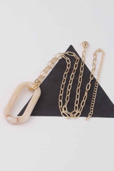 Marbled Oval Pendant Necklace