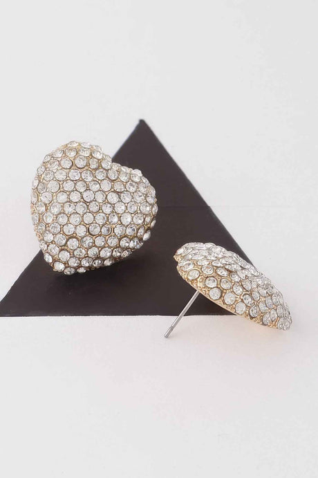 Jeweled Heart Stud Earrings