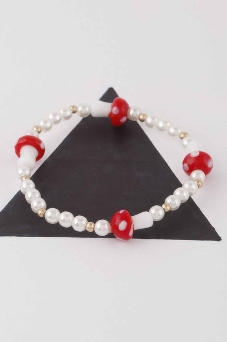 Beaded Mushroom Charm Bracelet