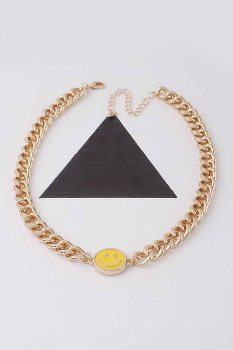 Smiley Face Curb Chain Necklace