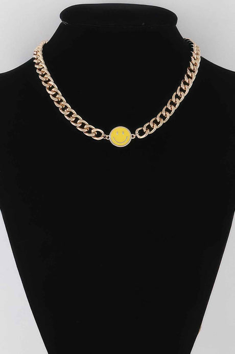 Smiley Face Curb Chain Necklace