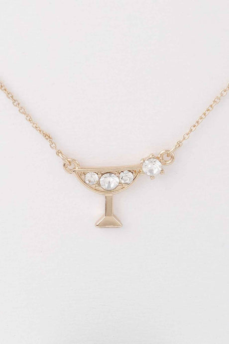 Jeweled Martini Pendant Necklace