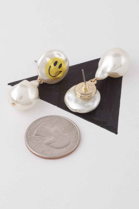 Smiley Face Stone Drop Earrings