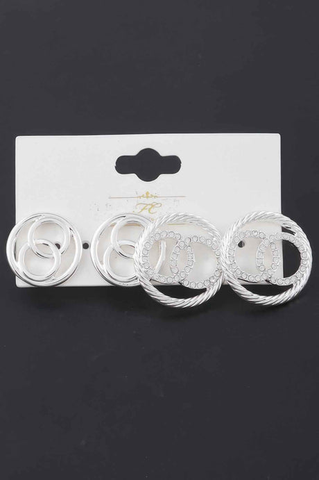 Jeweled Oo Stud Earrings Set