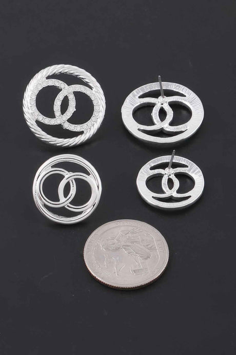Jeweled Oo Stud Earrings Set