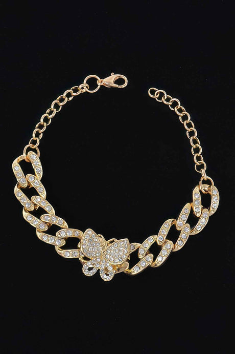 Rhinestone Butterfly Chain Bracelet