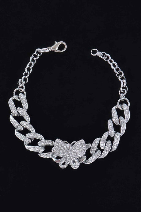 Rhinestone Butterfly Chain Bracelet
