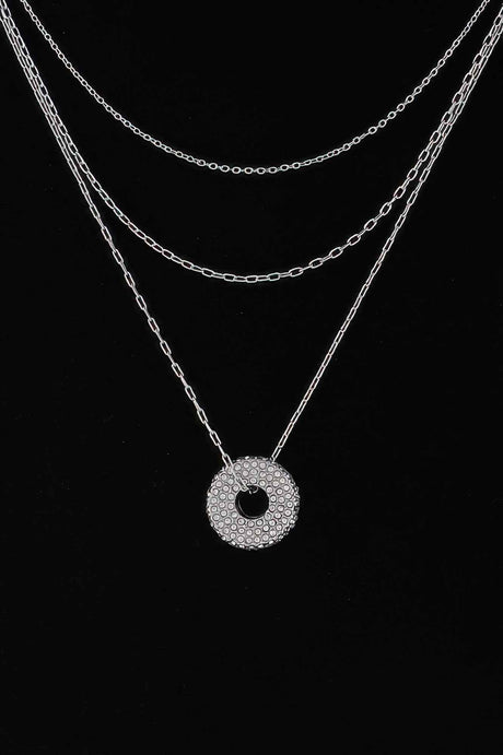 Jeweled Open Circle Pendant Necklace