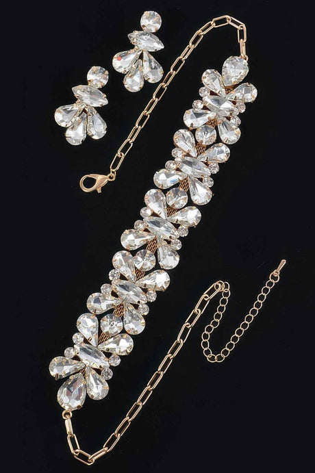 Ab Stone Earring And Necklace Set