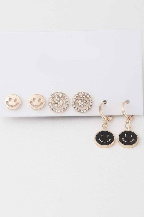 Smiley Face Earrings Set