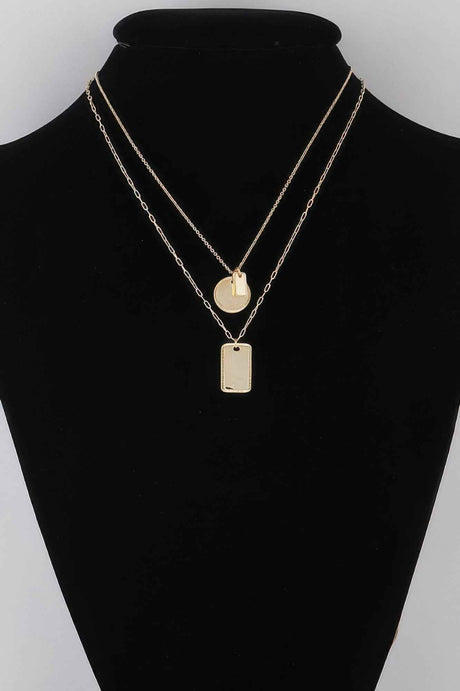 Double Layered Name Tag Pendant Necklace