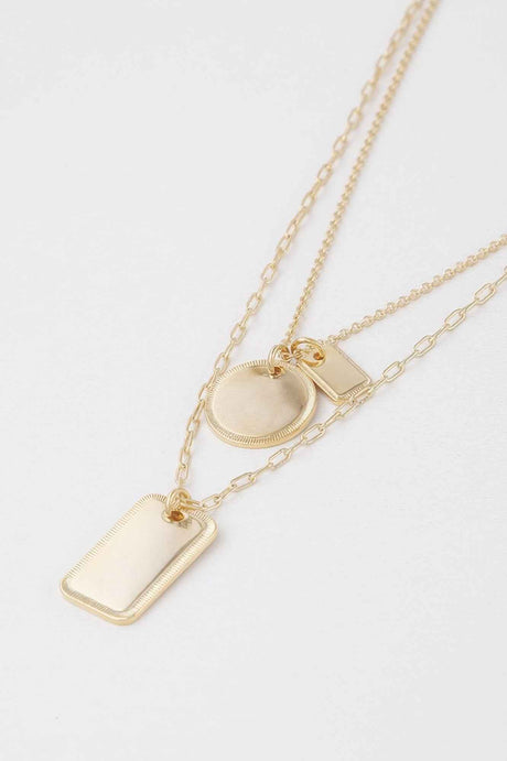 Double Layered Name Tag Pendant Necklace