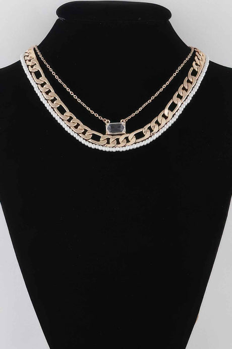 Multi Crystal N Pearl Necklace