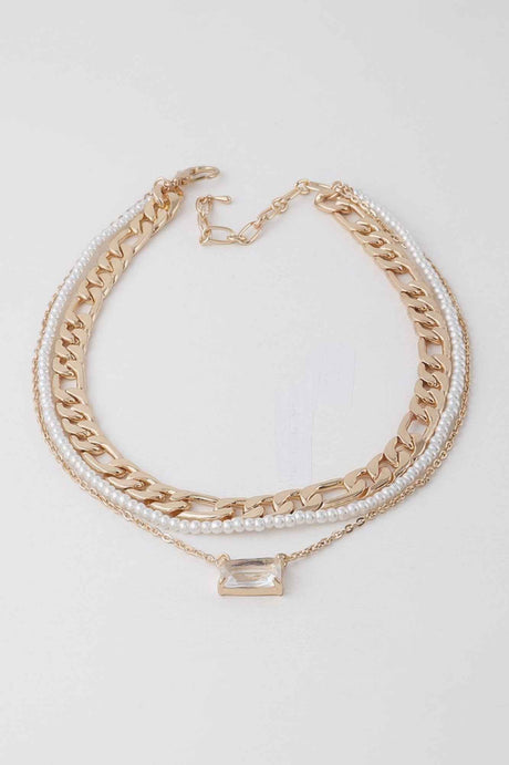 Multi Crystal N Pearl Necklace