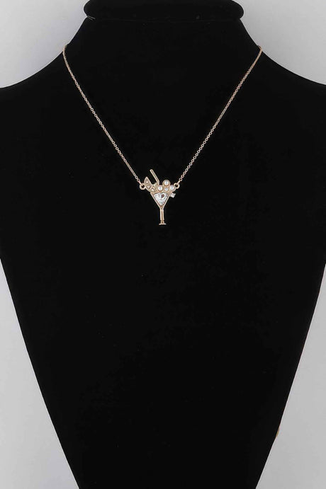 Jeweled Martini Glass Pendant Necklace