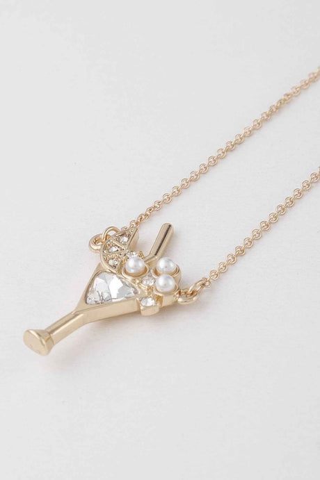 Jeweled Martini Glass Pendant Necklace