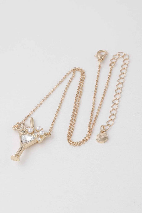 Jeweled Martini Glass Pendant Necklace