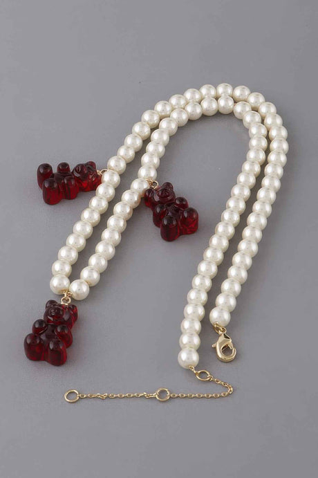 Pearled Gummy Bear Trio Necklace