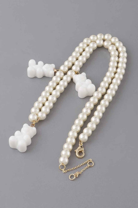 Pearled Gummy Bear Trio Necklace