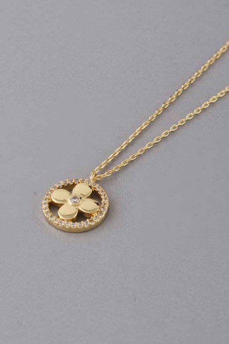 Jewel Lined Clover Pendant Necklace