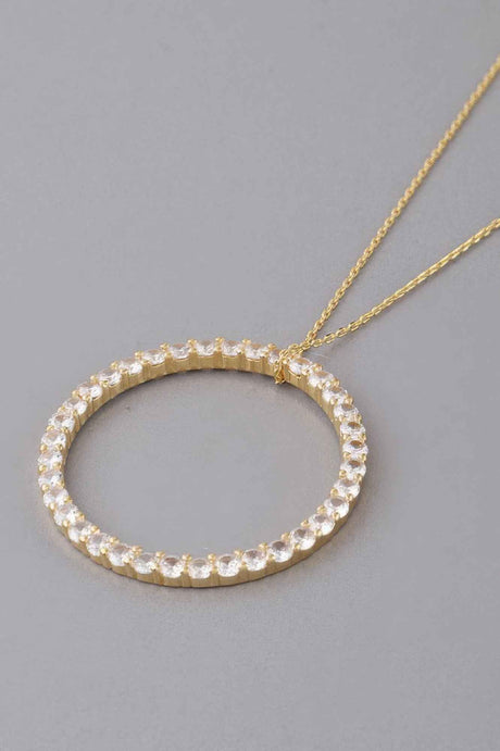 Jewel Lined Circle Pendant Necklace