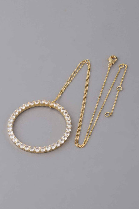 Jewel Lined Circle Pendant Necklace