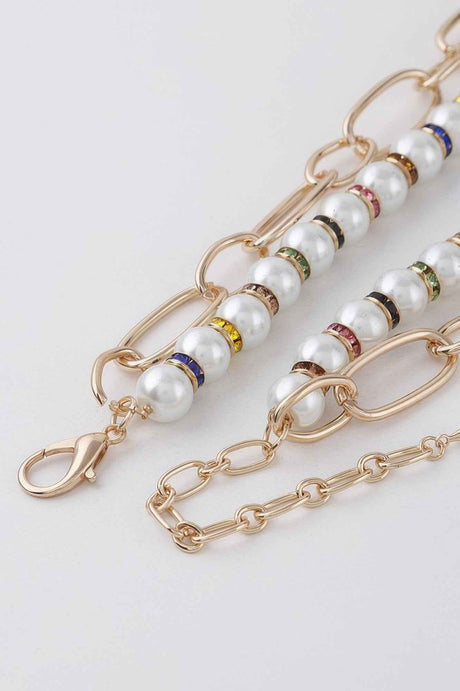 Double Layered Pearl N Chain Necklace