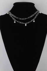 Rhinestone N Bead Chain Necklace