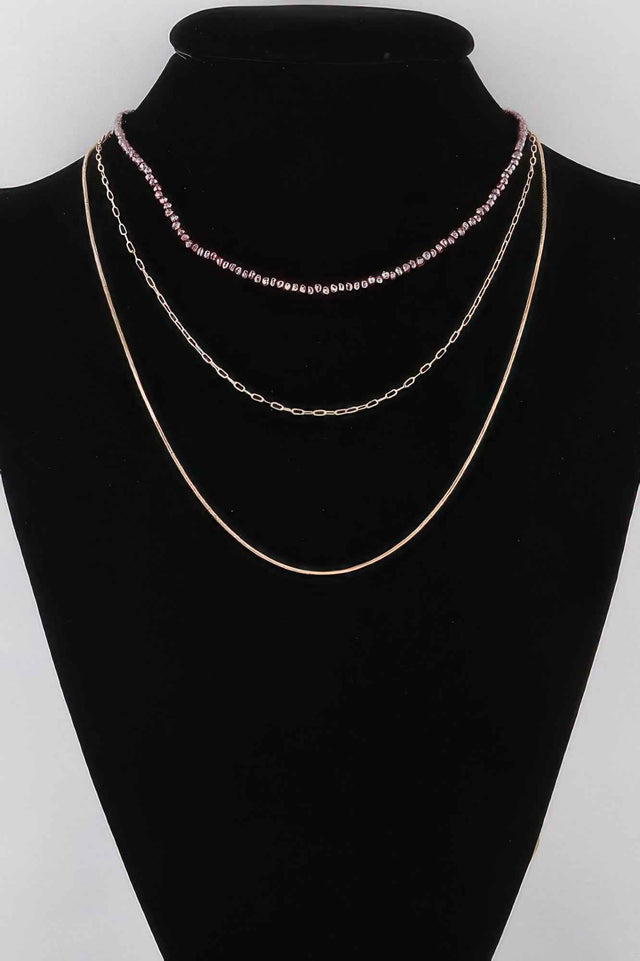 Multi Stone N Link Chain Necklace