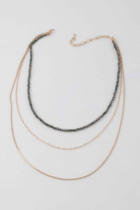 Multi Stone N Link Chain Necklace