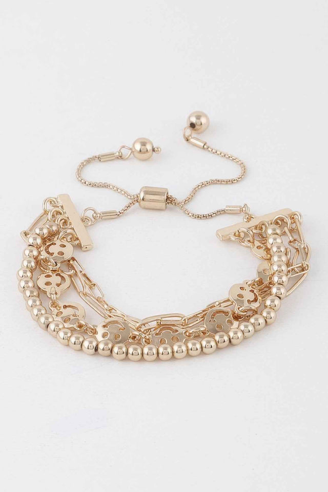 Beaded Smiley Face Chain Bracelet