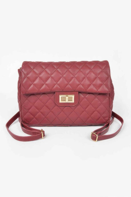 Quilted Faux Leather Flap Backpack